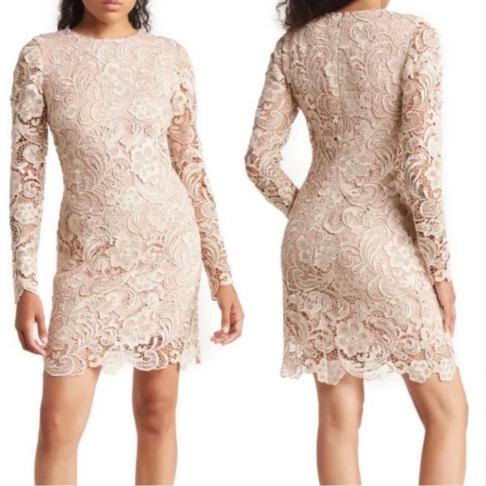 Dress the Population Clara Long Sleeve Crochet Lace Dress NWOT Small